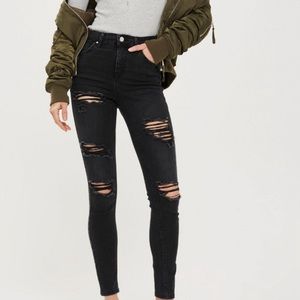 Topshop Moto Jamie Distressed HiRise Ripped Jeans